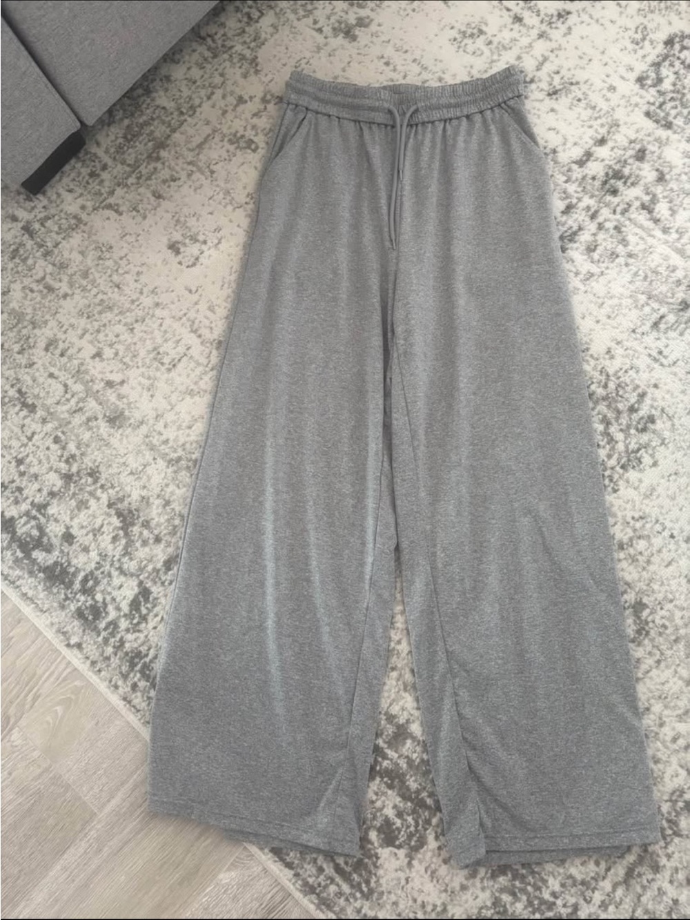 HALARA Gray Wide-Leg Lounge Pants with Drawstring Waist